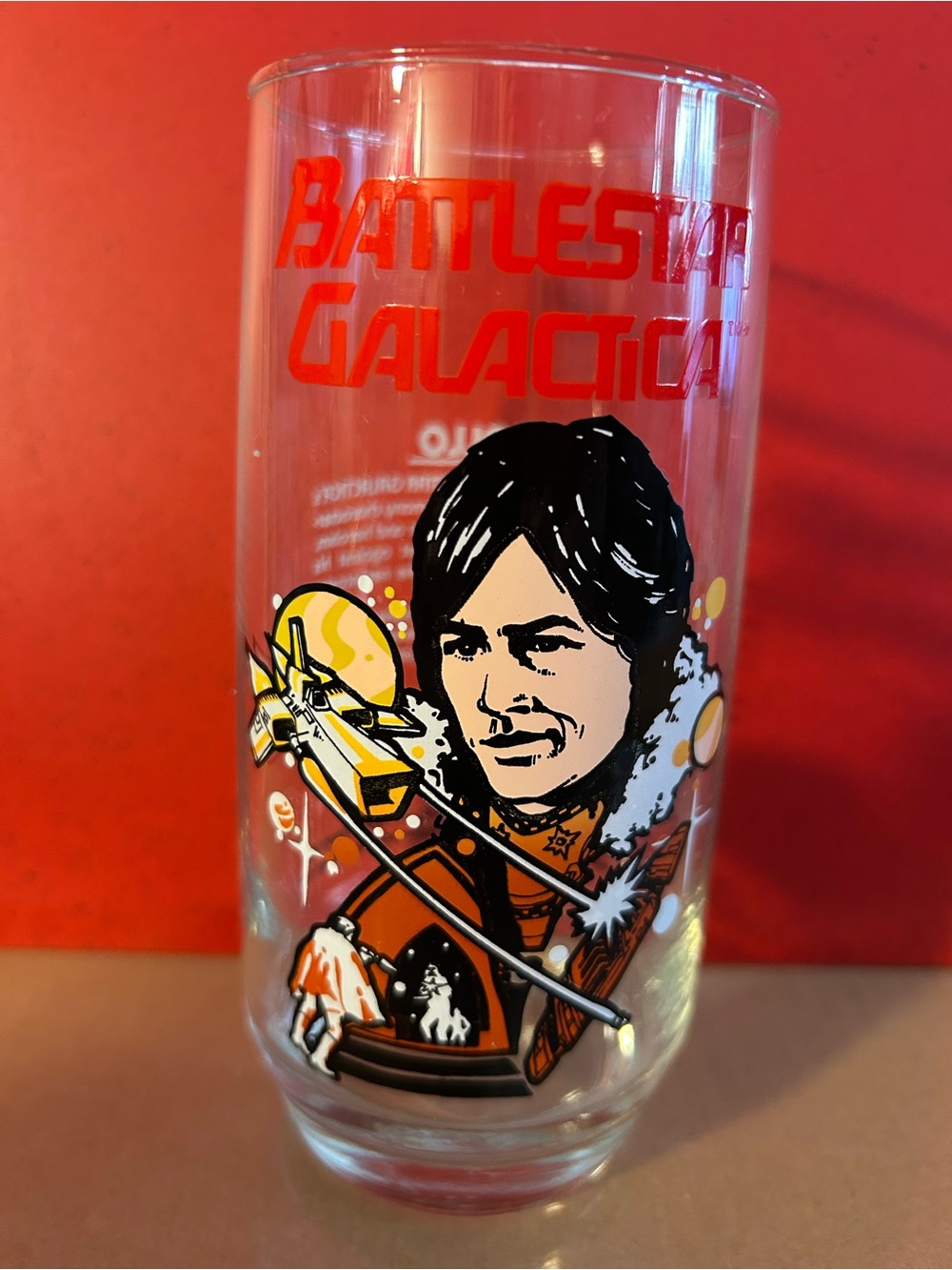 Vintage Battlestar Galactica Red Graphic Collector Drinking Glass 1979